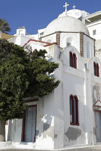 Igreja Ortodox Grega Ilha Santorini Mar Egeu Aldeia Fira Grécia — Fotografia de Stock