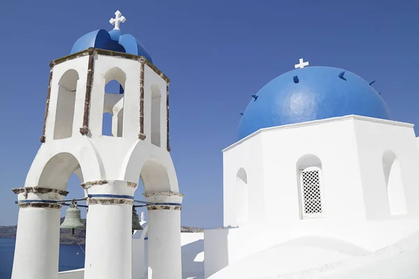 Kerken Met Blauwe Koepels Oia Stad Santorini Eiland Griekenland — Stockfoto