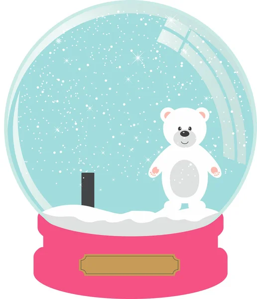 Vector Illustration Polar Bear Gift Polar Bear Cartoon Space Ship — Stockvektor