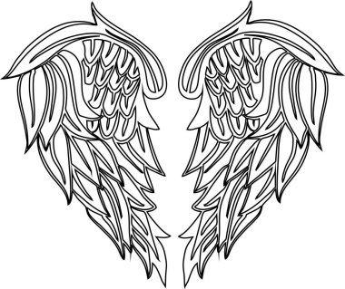 heart shaped wings in black and white colors,heart wings, t-shit print designs clipart