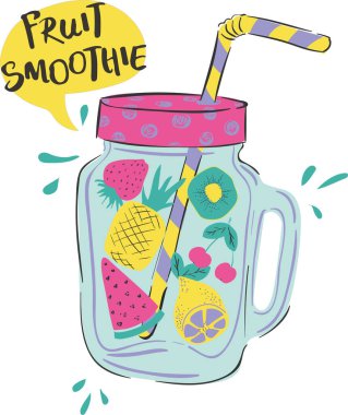 vector illustration of fruit smoothie, t-shit print designs