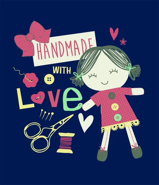 Hand Made Love Cartoon Shit Print Designs — Stock Vector