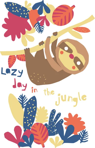 Hanging Monkey Lazy Day Jungle Vector Illustration Lazy Day Jungle — Διανυσματικό Αρχείο