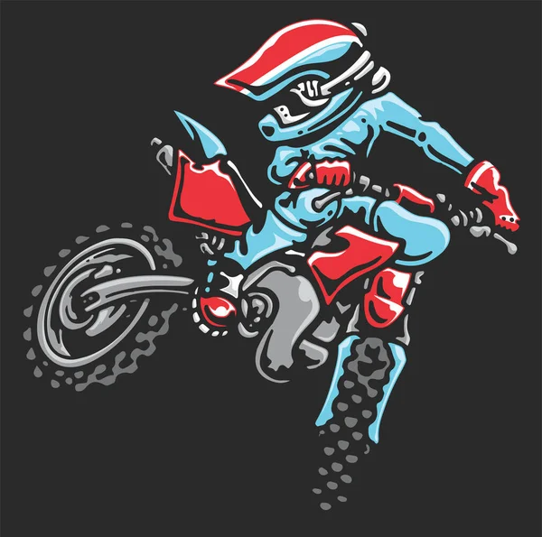 Vector Illustration Motorcycle Rider Motorcycle Motocross Racer Shit Print Designs — Stok Vektör