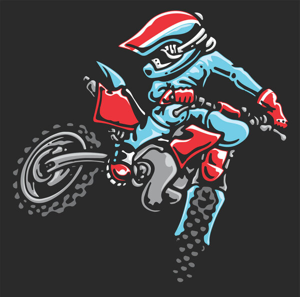 vector illustration of  motorcycle rider on a motorcycle motocross racer, t-shit print designs