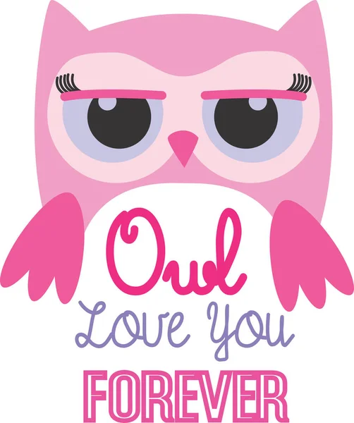 Owl Love You Forever Vector Illustration Owl Love You Forever — Vettoriale Stock