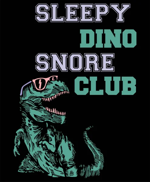 Illustration Sleepy Dinosaur Snore Club Dinosaur Wearing Sunglass Sleepy Dino Stockillustration