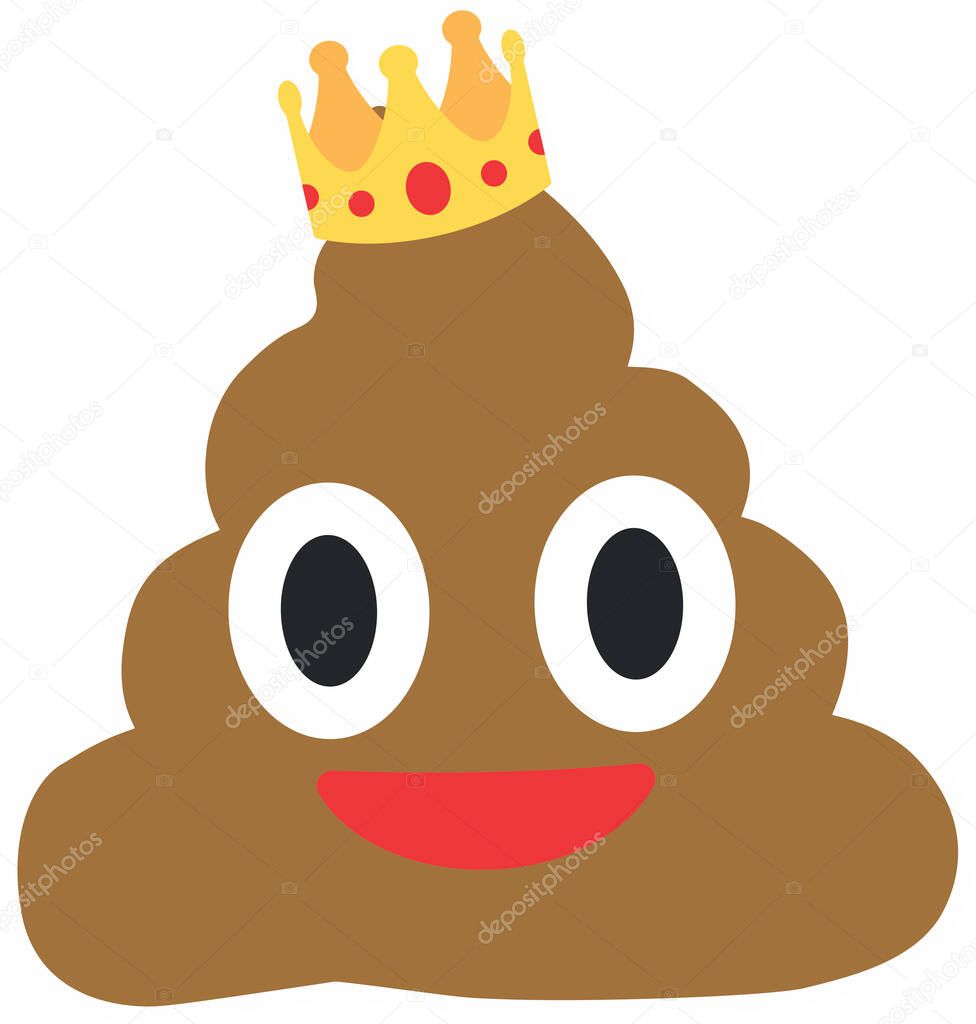 Shit or turd wearing a crown, vector illustration of Shit or turd cartoon, t-shit print designs