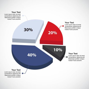 İş şablon için yüzdeler ile grafik pasta, vektör