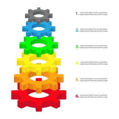 Renkli cogwheels piramit kopya alanı ile