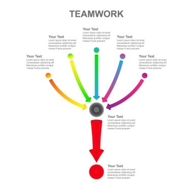 Kopya alanı beyaz arka plan üzerinde renkli oklar grafikle