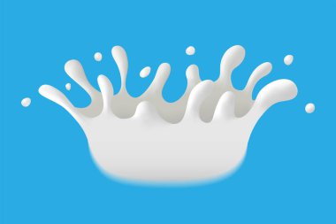 mavi arka plan, vektör çizim üzerinde süt sıçrama