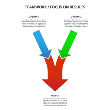 Beyaz arka plan üzerinde oklarla ekip çalışması diyagramı
