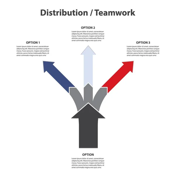 Diagramme Distribution Travail Équipe Avec Des Flèches Sur Fond Blanc — Image vectorielle