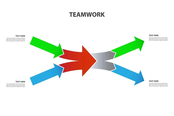 Teamwork Diagram Arrows White Background — Stock Vector