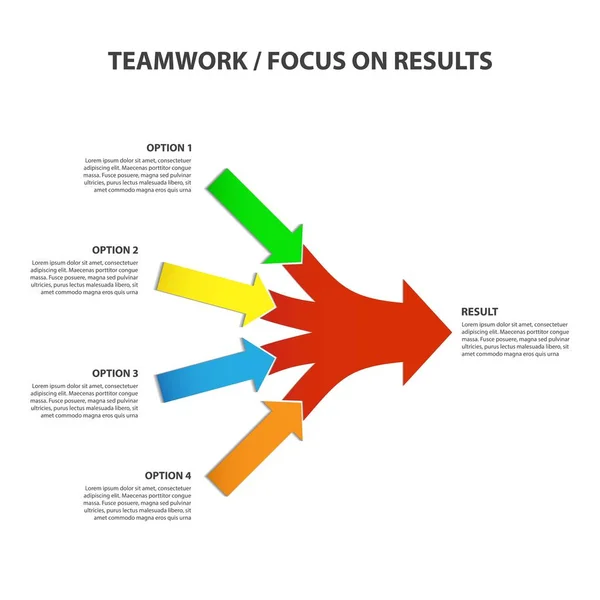 Teamarbeit Fokus Auf Ergebnisdiagramm Auf Weißem Hintergrund — Stockvektor