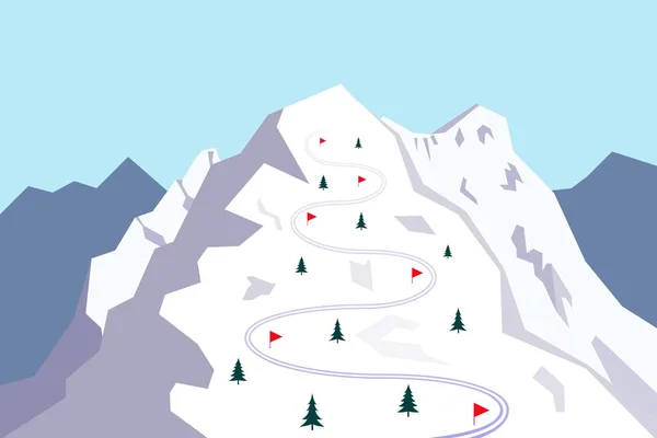 Montagnes Avec Piste Ski Illustration Vectorielle — Image vectorielle