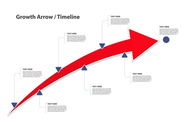 Flèche Rouge Croissance Timeline Vecteur — Image vectorielle