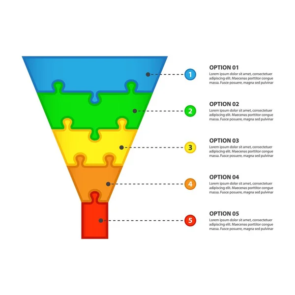 Bunter Trichter Aus Puzzles Für Geschäftsvorlagen — Stockvektor