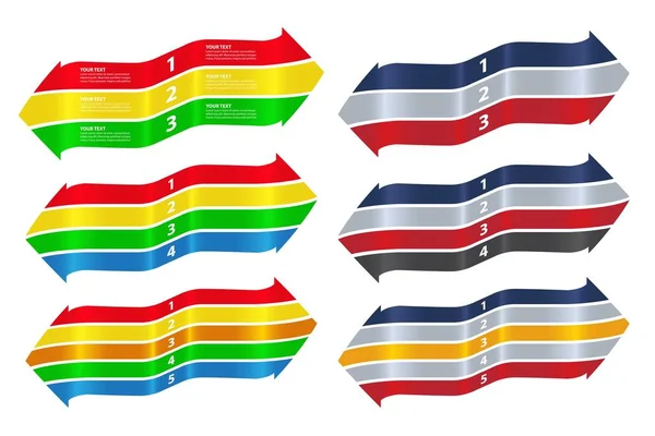 Set Frecce Colorate Con Numeri Sfondo Bianco — Vettoriale Stock