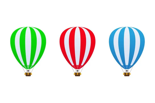 Tre Luft Ballonger Vektor Illustration Vit Bakgrund — Stock vektor