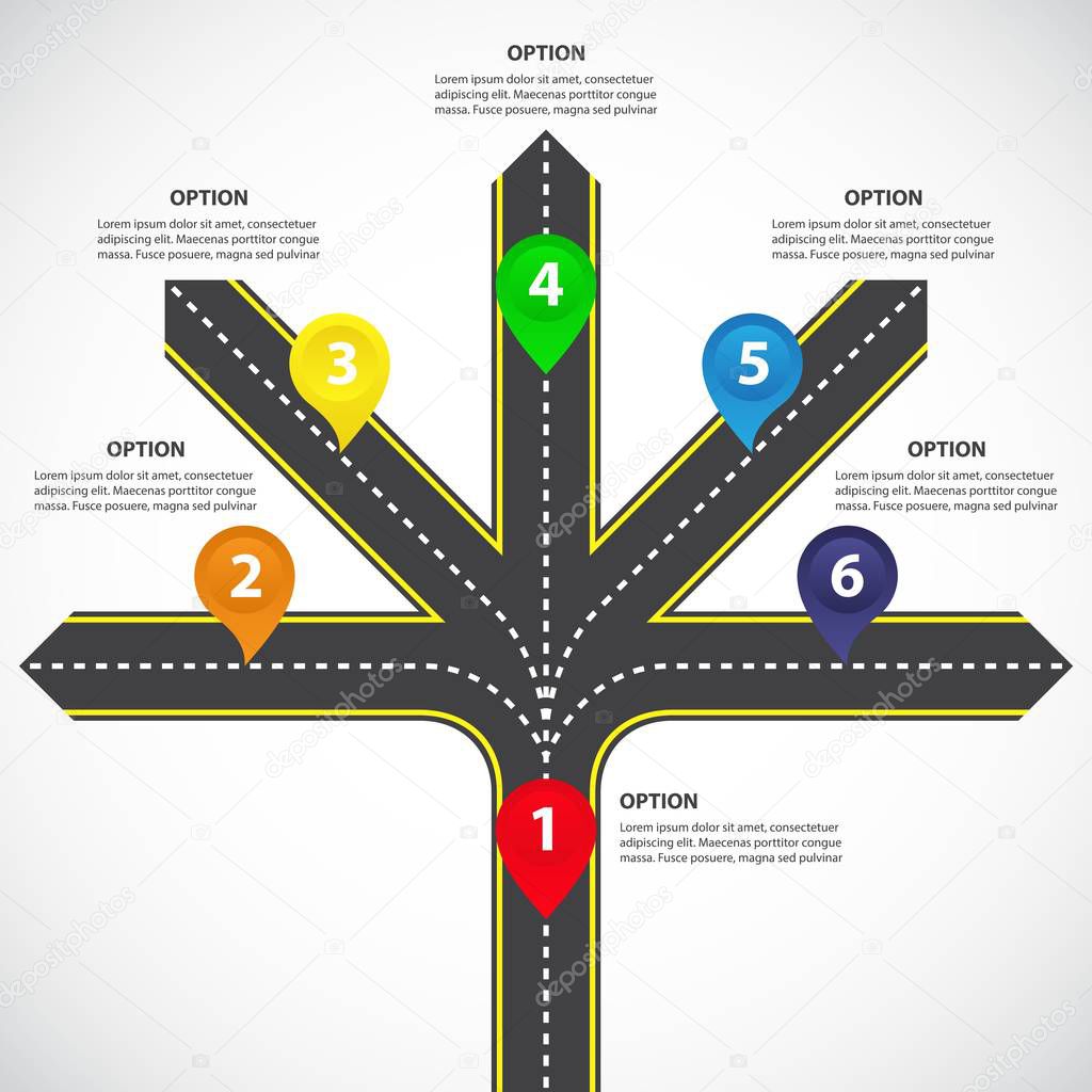 Diagram from roadways with numbers for business template