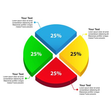 İş şablon için yüzdeler ile grafik pasta, vektör