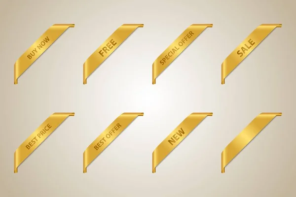Different Lettering Golden Ribbon Vector — Stock Vector
