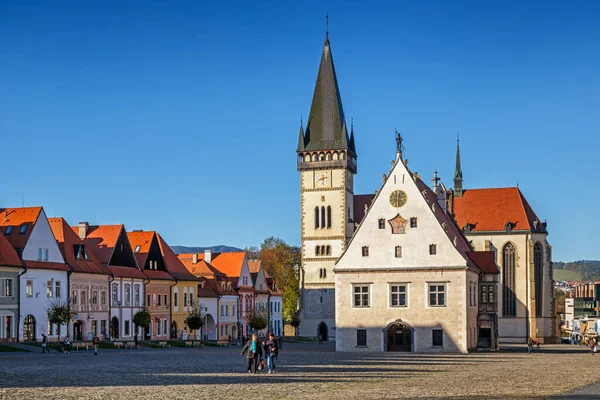 Radniční Náměstí Bazilika Egídia Radnice Bardejov Slovensko — Stock fotografie