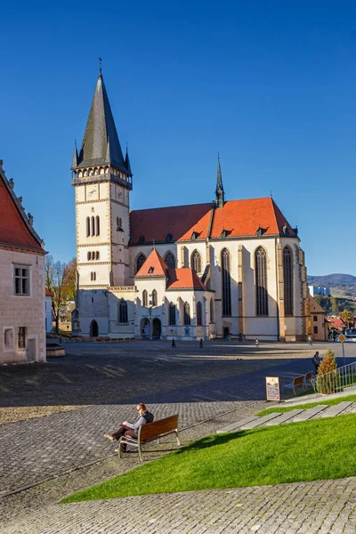Площа Ратуші Базиліка Святого Егідія Ратуша Бардейов Словаччина — стокове фото