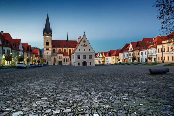 Radniční Náměstí Bazilika Egídia Radnice Bardejov Slovensko — Stock fotografie