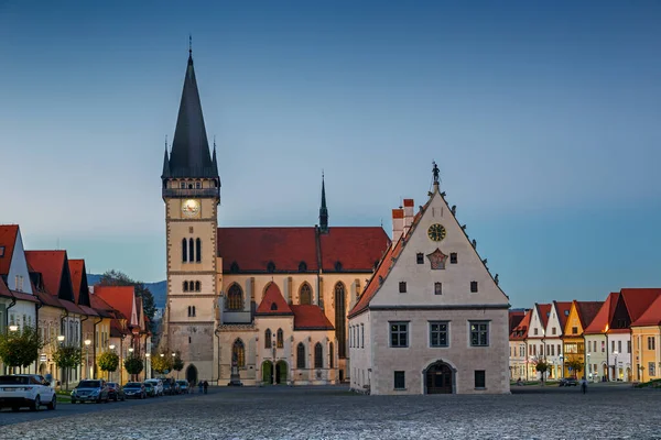 Radniční Náměstí Bazilika Egídia Radnice Bardejov Slovensko — Stock fotografie