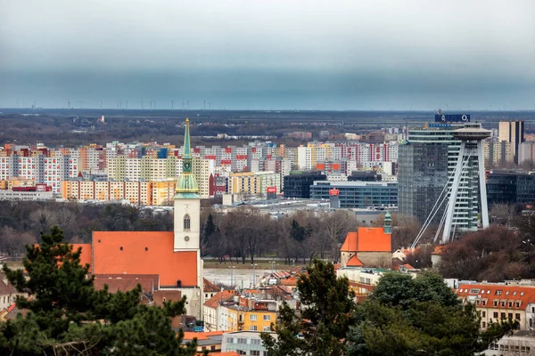 Blick Auf Bratislava Altstadt Petrzalka Martin Cathedral Slowakei — Stockfoto