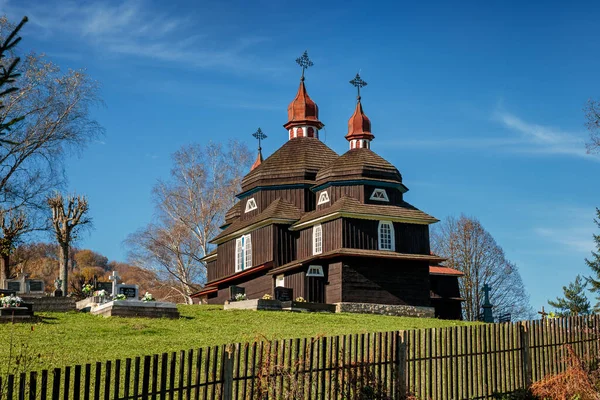 Nizny Komarnik Igreja Grega Católica Igreja Madeira Proteção Virgem Maria — Fotografia de Stock