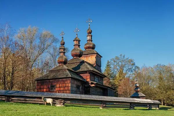 Svidnik Skansen Drewniany Kościół Nova Polianka Słowacja — Zdjęcie stockowe
