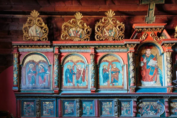 Svidnik Szabadtéri Múzeum Fatemplom Nova Polianka Belső Tér Szlovákia Templom — Stock Fotó