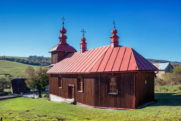 Templo Madeira Católico Grego Arcanjo Miguel Eslováquia — Fotografia de Stock