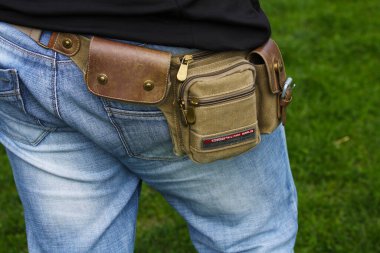 Kemer cepleri, cep, yakın plan, pantolon.