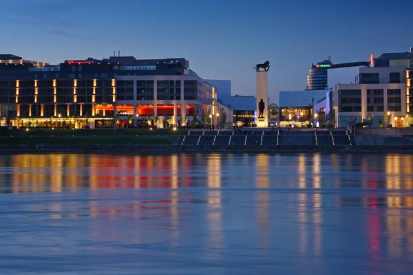 Eurovea Shopping Center Modern Building Monument General Stefanik Embankment Danube — Stock Photo, Image