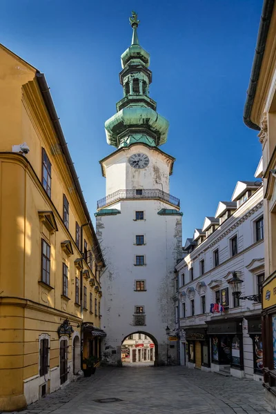 Michael Tor Und Turm Zur Zeit Des Coronavirus Bratislava Stadtbefestigung — Stockfoto