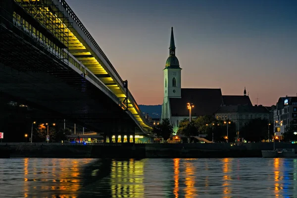 Gothic Catholic Martin Cathedral Coronation Church Embankment Evening Bratislava Old — стоковое фото