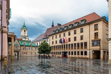 Bratislava 'daki Primatlar Meydanı, Eski Belediye Binası, Kule, Belediye Binası, Slovakya.