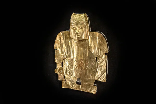 Maschera Oro Mostra Tesoro Degli Inca Bratislava Slovacchia — Foto Stock