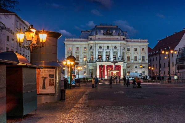 Théâtre National Slovaque Nuit Bratislava Slovaquie — Photo