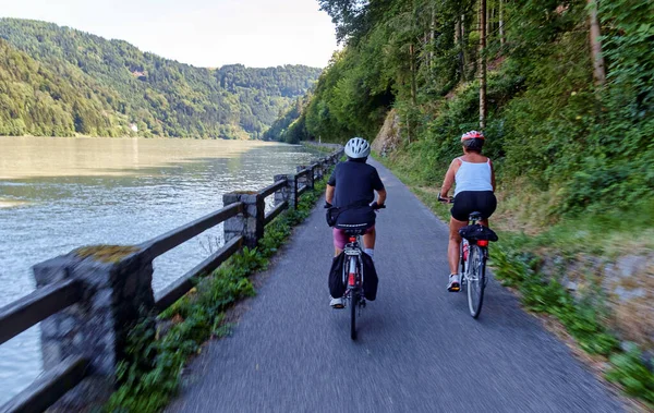 stock image Cycle path by the Danube, Austria.