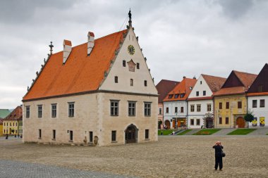Bardejov, UNESCO, Slovakya 'daki Tarihi Ortaçağ Belediye Meydanı.
