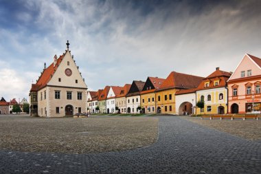 Bardejov, UNESCO, Slovakya 'daki Tarihi Ortaçağ Belediye Meydanı.