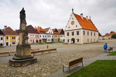 Bardejov, UNESCO, Slovakya 'daki Tarihi Ortaçağ Belediye Meydanı.