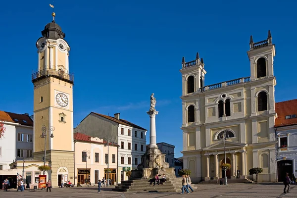 Kyrkan Frantisek Xaversky Square Centrum Pestkolonn Banska Bystrica Slovakien — Stockfoto