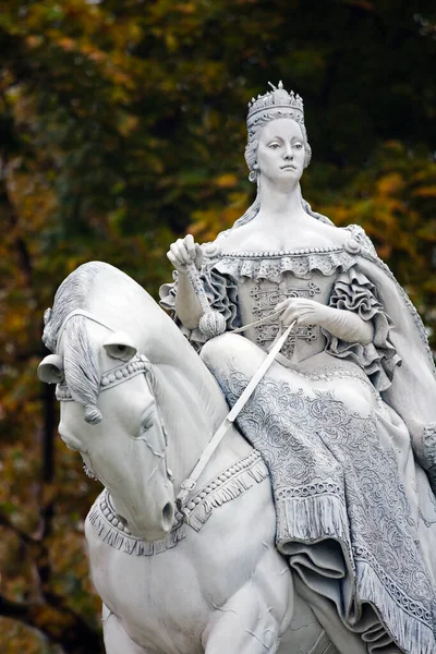 Equestrian Statue Monarch Maria Theresia Danube Embankment Bratislava Slovakia — Stock Photo, Image